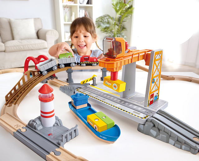 Hape Sea & Rail Cargo Transportation Set – The Toybox NZ Ltd