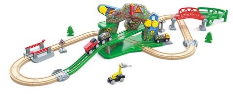 Hape Treasure Mountain Train Set mountain structure with tunnels and bridges