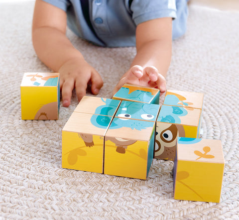 Hape Wild wooden puzzle blocks stacked