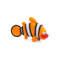 The Hey Clay Single Pack - Clownfish from Hey Clay includes a vibrant clay model featuring an orange body with black stripes, white bands, and a red mouth. This cheerful clownfish has large, round eyes and intricate fins and tail, making it an excellent choice for play-based learning or sensory development activities on a white background.