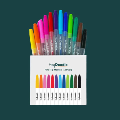 Hey Doodle Fine Tip Markers - 12 pack