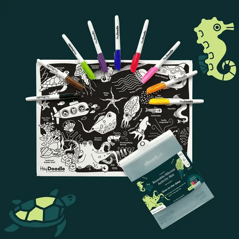 Hey Doodle Glow-in-the=deep Colouring & Doodle Mat (Large)