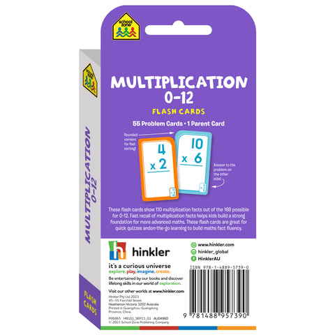 Hinkler School Zone Flash Cards - Multiplication 0-12