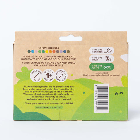 Honeysticks Beeswax Crayons - Jumbo 12 pack