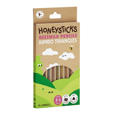 Honeysticks Beeswax Pencils - Jumbo Triangles (10 pk)