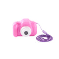 Front view of the Pink Jadore Digital Camera showing the lens and playful colourful design