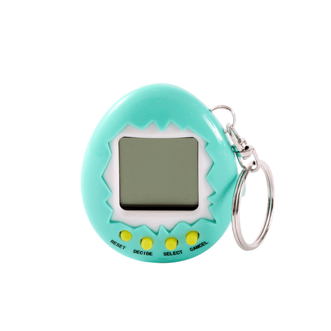 Close-up of the J'adore Digital Pet in mint, showing the screen and control buttons