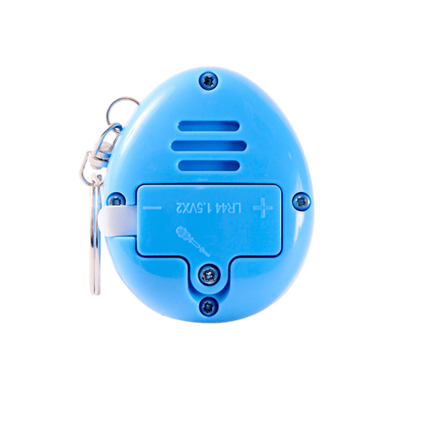 Back view of the J'adore Digital Pet showing the speaker and replaceable LR44 button battery compartment