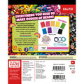 The back cover of the **Klutz The Ultimate Clay Bead Book** box, from **KLUTZ**, showcases an array of colorful beads and crafting materials. Featuring a vibrant display of handmade beads, the kit includes polymer clay in 9 colors, pearl beads, elastic cord, and sculpting tools. It is labeled for ages 8 and up.