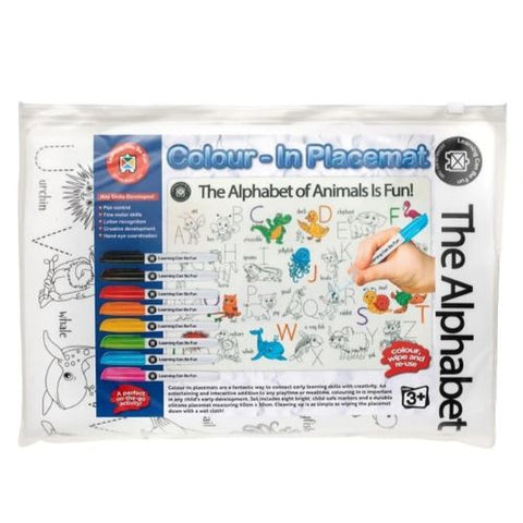LCBF Colour in Placemat Animal Alphabet (includes 8 markers)