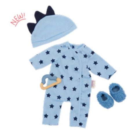 Lullababy 14" Outfit - Blue Stars Onesies with Shoes
