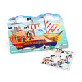The Melissa & Doug Puffy Sticker Play Set - Pirate by Melissa & Doug is a vibrant pirate-themed playset that includes a foldable pirate ship backdrop with a blue ocean and sky. This set features various magnetic pirate figurines and accessories displayed on a white sheet, along with reusable puffy stickers for extra creative expression as kids place them on the ship.