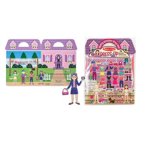 Open Melissa & Doug Dress Up puffy sticker set showing a dress-up scene and sticker sheet