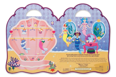 Sheet of reusable puffy stickers with mermaids, sea creatures and treasures