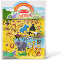 The image shows a "Melissa & Doug Puffy Sticker Play Set - Safari." The set includes 42 colorful, reusable puffy stickers of various safari animals such as elephants, giraffes, lions, and more. Perfect for children aged 4 and up, this playset offers endless imaginative fun.