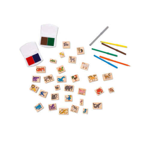 Melissa & Doug Wooden Stamp Set Deluxe - Animals
