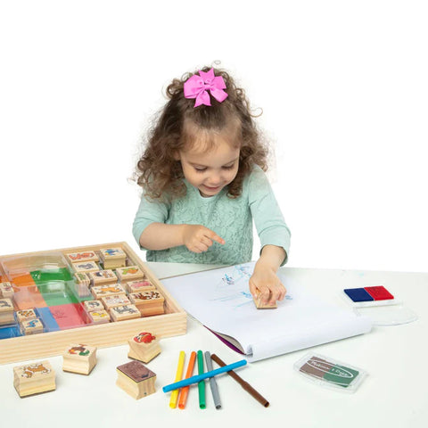 Melissa & Doug Wooden Stamp Set Deluxe - Animals