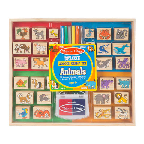 Melissa & Doug Wooden Stamp Set Deluxe - Animals