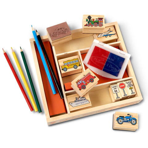 Melissa & Doug Wooden Stamp Set - Vehicles