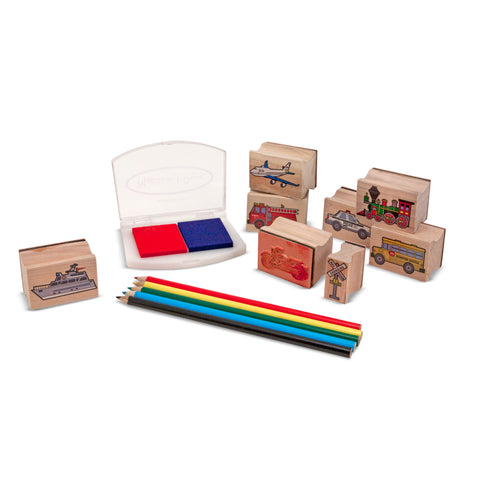 Melissa & Doug Wooden Stamp Set - Vehicles