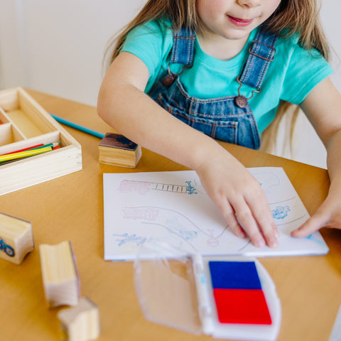 Melissa & Doug Wooden Stamp Set - Vehicles