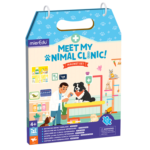 mierEdu Meet My Animal Clinic magnetic play set, front of pack