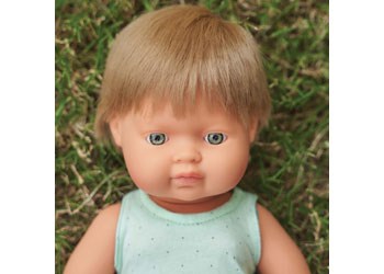 Miniland Anatomically Correct Baby Doll 38cm Caucasian Boy Dark Blonde