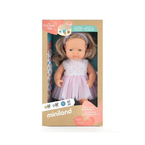 Miniland My Friends & Me Baby Doll Blonde Girl 38cm