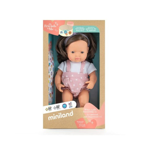 Miniland My Friends & Me Baby Doll Brown Hair Girl 38cm