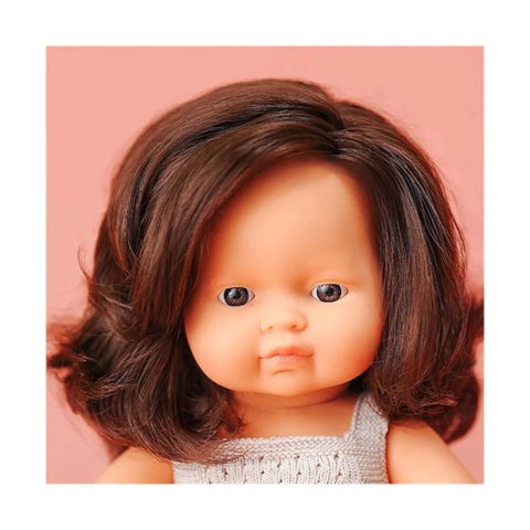 Miniland My Friends & Me Baby Doll Brown Hair Girl 38cm