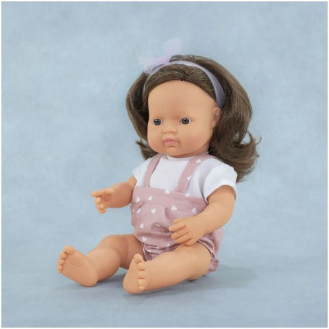 Miniland My Friends & Me Baby Doll Brown Hair Girl 38cm