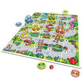 Orchard Toys My First Snakes & Ladders is a vibrant board game from Orchard Toys that features numbered tiles connected by snakes and ladders. The board is beautifully illustrated with animals and nature elements, making it ideal for younger players. Traditional gameplay utilizes adorable animal tokens and a die scattered around the board.