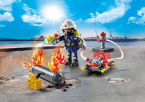 Playmobil Firefighter With Water Pump
