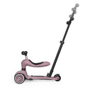 Side view of the Scoot & Ride Highwaykick 1 Push & Go in Wildberry, showing the height-adjustable parent push bar