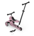 Scoot & Ride Highwaykick 1 Push & Go in Wildberry with the push bar, footrests and fittings shown separately