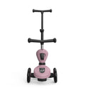 Front view of the Scoot & Ride Highwaykick 1 Push & Go in Wildberry, showing the three-wheel base and handlebar