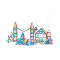 TileTek pastel magnetic tile castle with towers, triangular roofs and a rhombus base