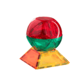 Red and green TileTek magnetic tile dome sitting on an orange and yellow base