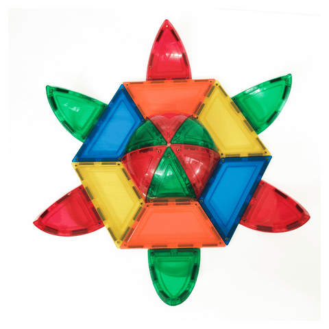 TileTek magnetic tile star design built from curved triangles and trapeziums