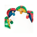 TileTek magnetic tile arch built from curved domes with peg dolls standing underneath