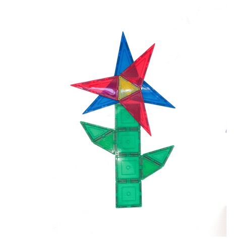 Star-shaped TileTek magnetic tile design mounted on a green square stem