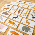 Flat lay of matched Tile Tek animal puzzle toppers labelled with their names