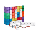 Magnetic tile wall with Tile Tek number toppers showing the equation 7 plus 5 equals 12