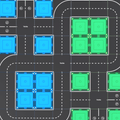 Overhead diagram of a Tile Tek road topper layout with parking and intersections