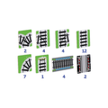 Diagram of the 36 Tile Tek train topper pieces included in the Train Pack