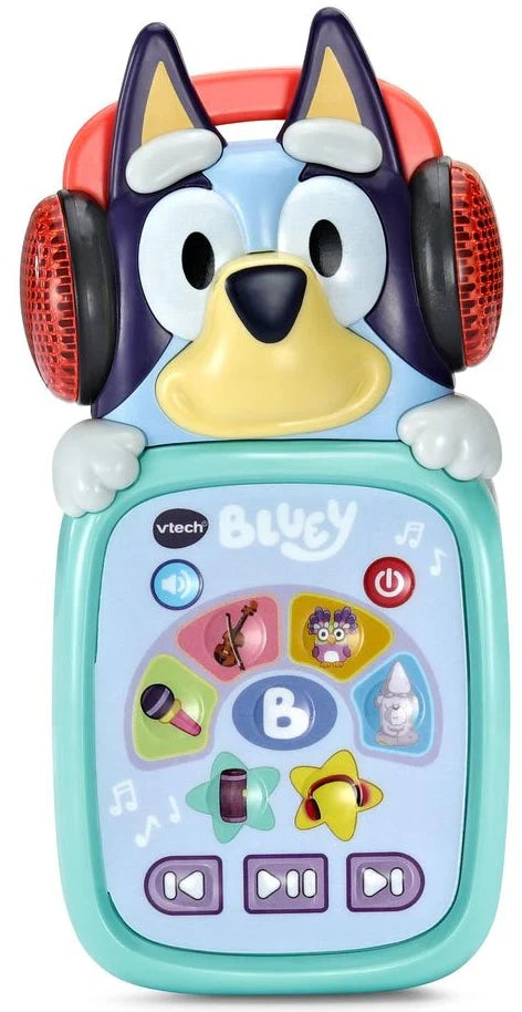 Child listening with the VTech Bluey Musical Moments Player headphones