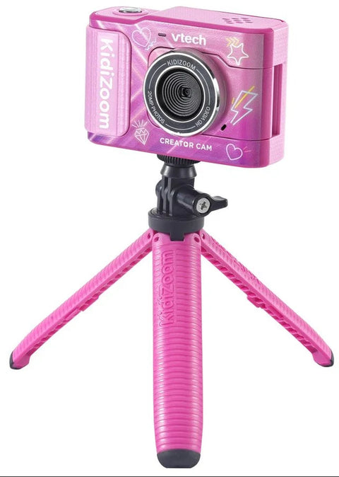 VTech KidiZoom Creator Cam with tabletop tripod and selfie stick