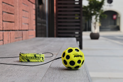 Waboba Bounce Back Moon Ball returning high-bounce ball