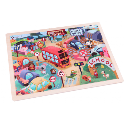 Classic World Animal City Wooden Jigsaw Puzzle - 49 pieces - The Toybox NZ Ltd
