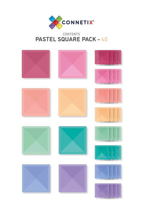 Connetix Pastel Square Pack 40pc